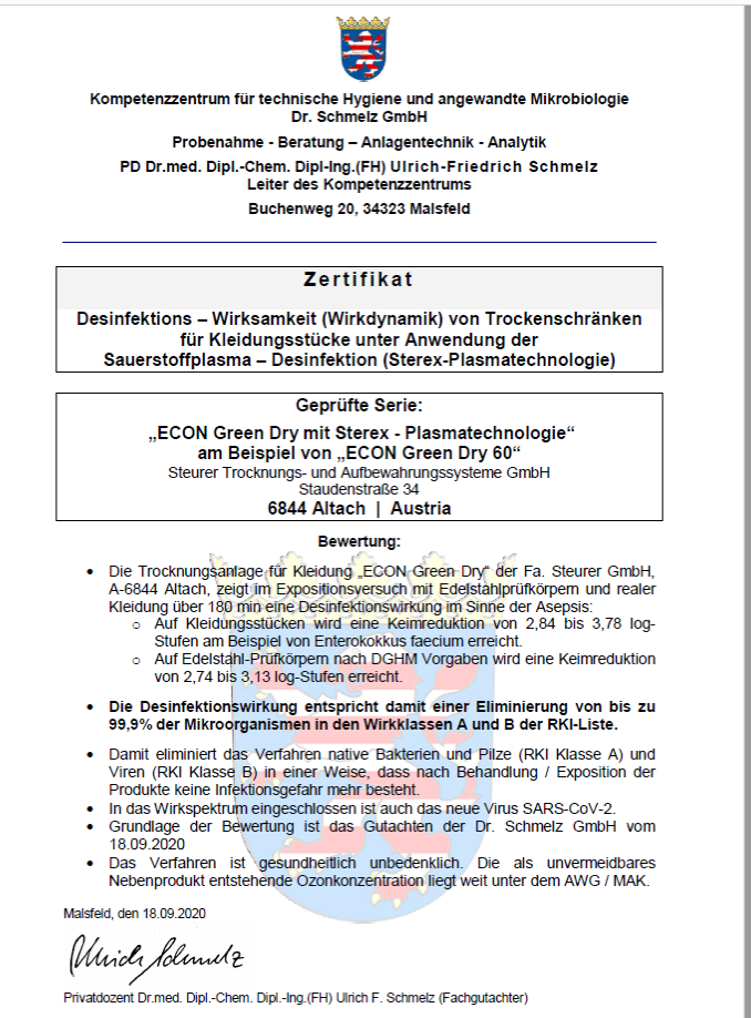 Wanten drogen - certifikaat